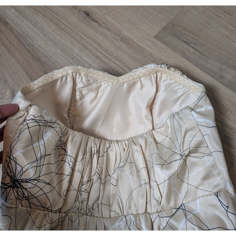 NWT The Limited Strapless Dress Size 4 Satin Beige Floral Short Wedding Cocktail - Picture 7 of 13